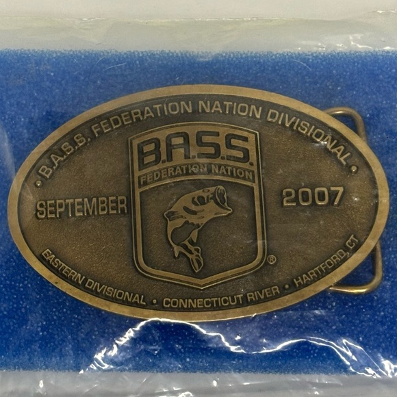 BASS Federation East Championship Connecticut River Hartford Brass Belt Buckle - Picture 2 of 6